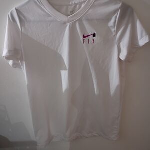 Nike Kids White T-Shirt with Pink Logo